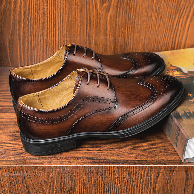 Men's Brogue Korean Business Suit Groom Wedding Leather Shoes