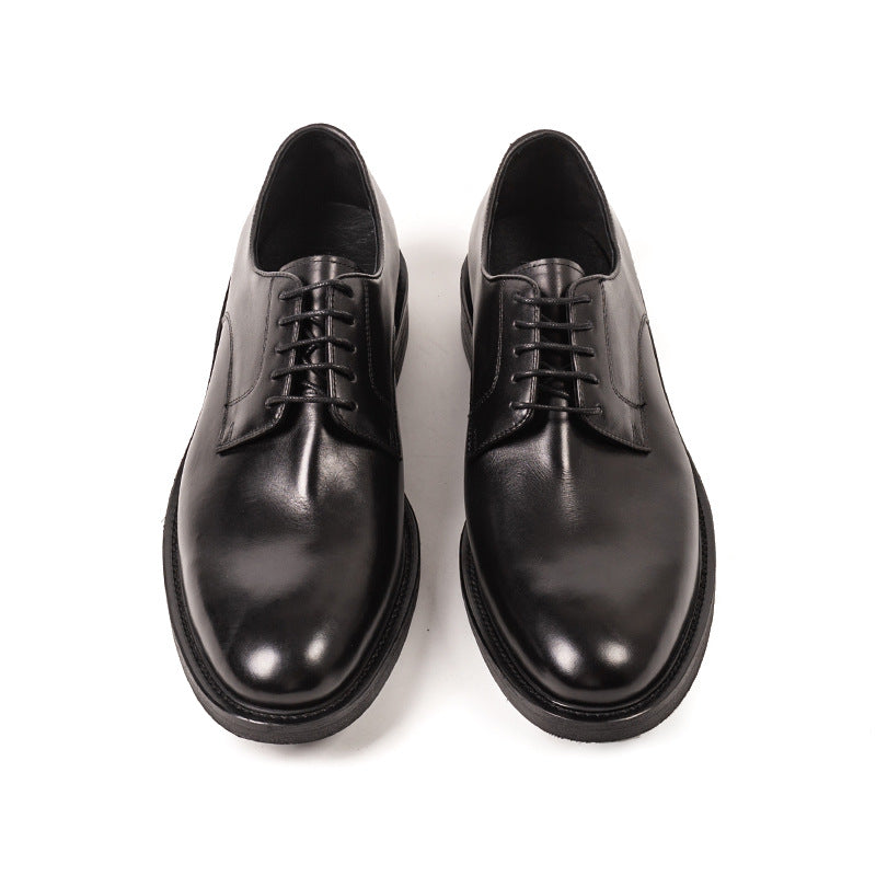 Men's British Black First Layer Cowhide Formal Men's Casual Leather Shoes