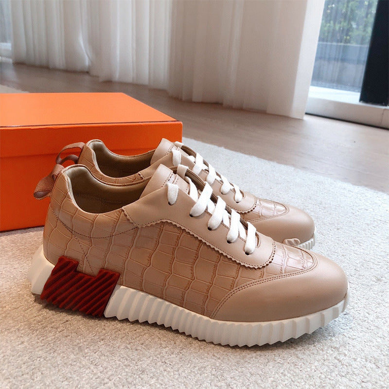 Suede Cowhide Stitching Fabric Couple Fashion Casual Shoes
