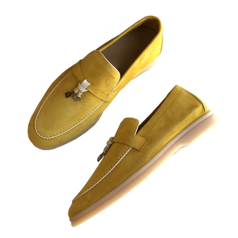 Women's Channel Top Plate Slip-on Pumps Flat Bottom Loafers