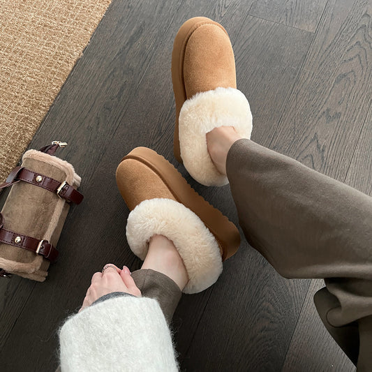 Wool Low Top Warm Female Winter Snow Boots