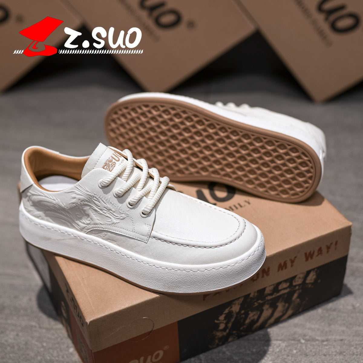 Men's White Dragon Limit Fashion Board Raise Casual Shoes