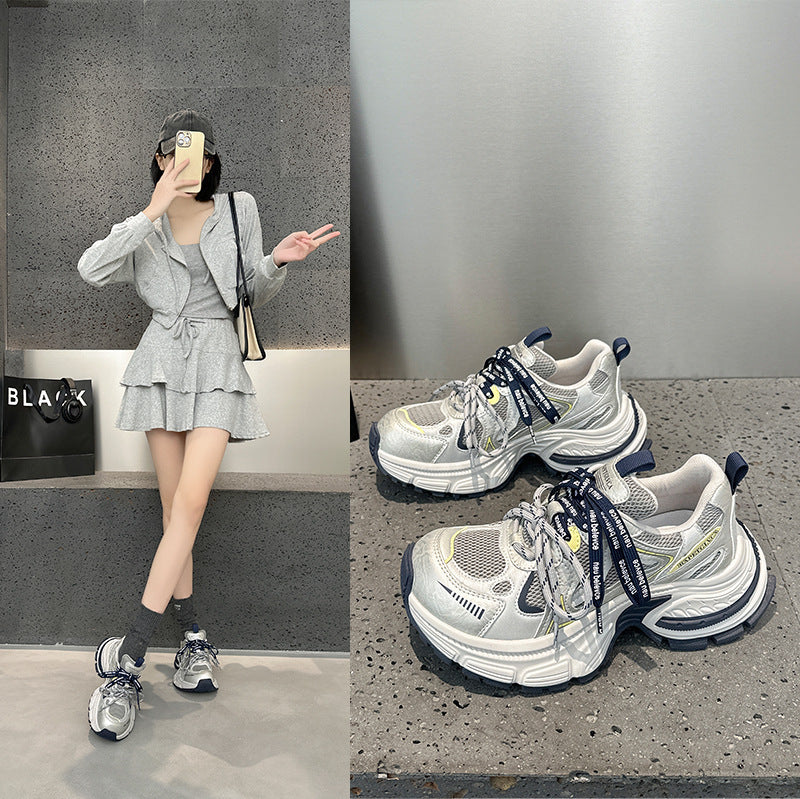 Women's Goods Mesh Breathable Lace Up Tassel Sneakers