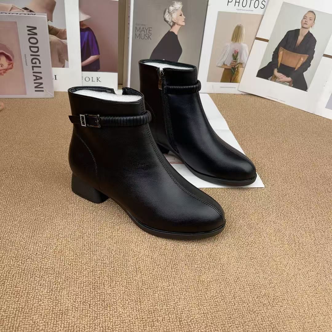 Women's Comfortable Veet Bootie Soft Bottom Low Large Size Women's Leather Boots