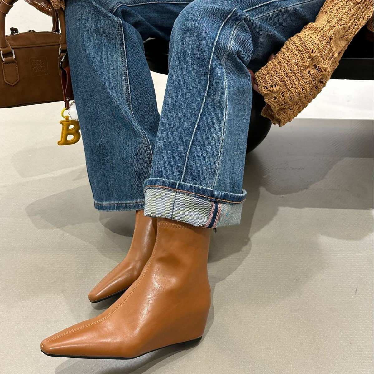 Women's Pointed Ankle Simple Female Bootie French Skinny Fruit Women's Leather Boots