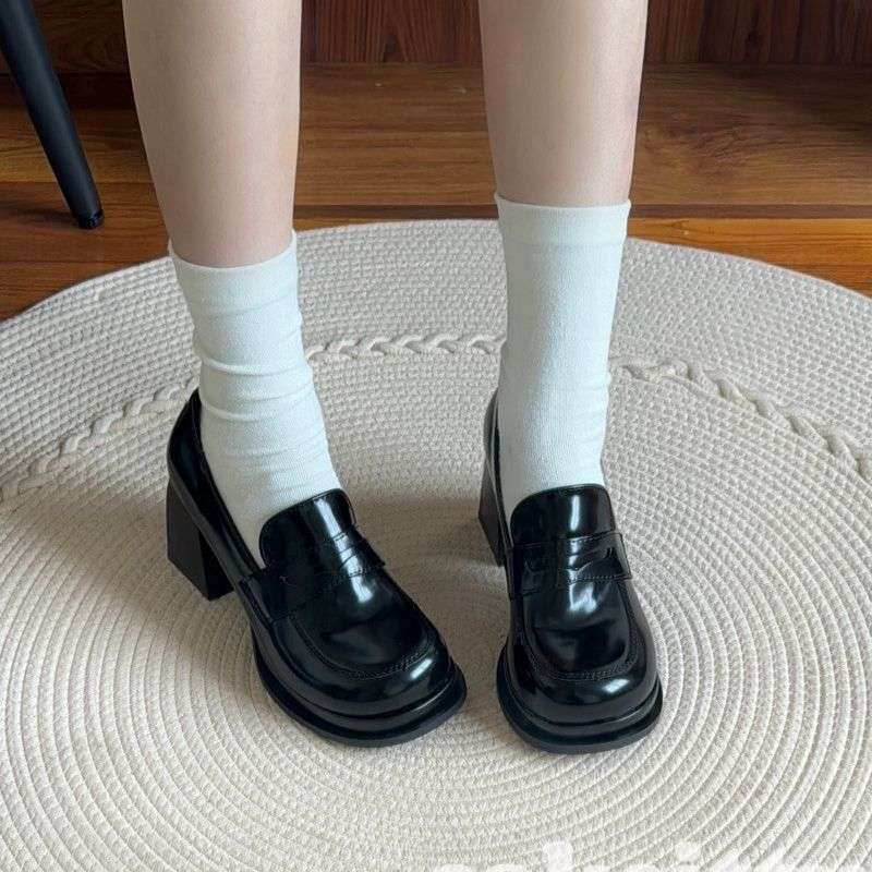 Women's French High Mary Jane Chunky British Dress Leather Shoes