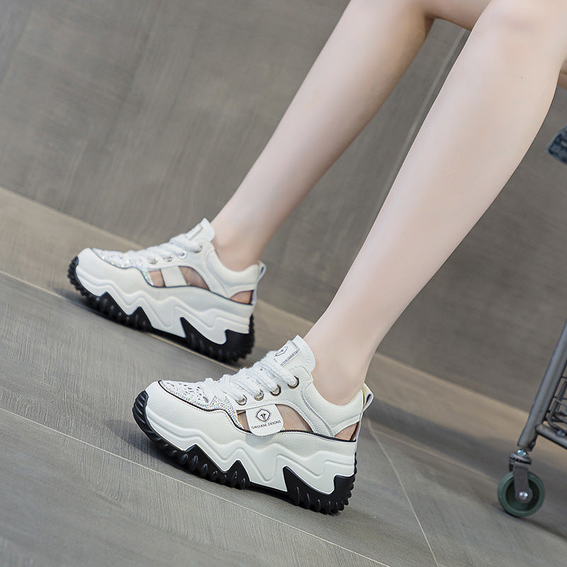 Women's Summer Versatile Platform Closed Toe Breathable White Women's Casual Shoes