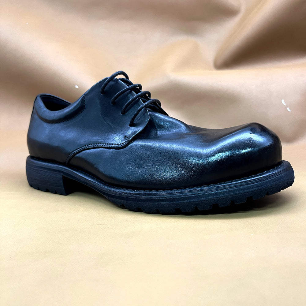 Men's Washed-out Vintage British Style Big Toe Horse Light Men's Business Leather Shoes