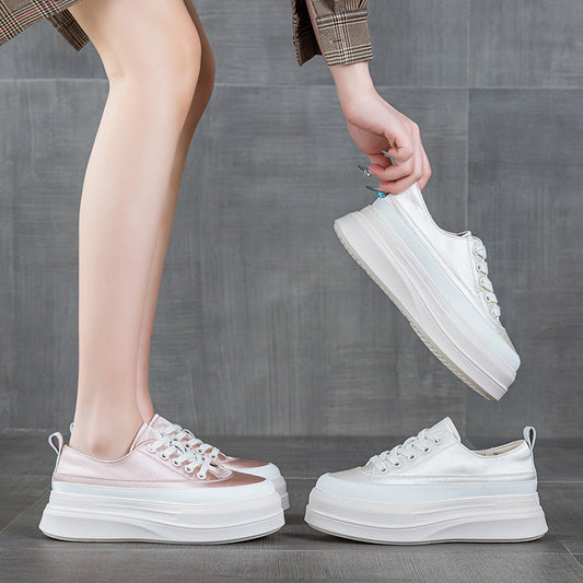 Women's Satin Skate Spring Platform Niche Breathable Sports Women's Board Shoes