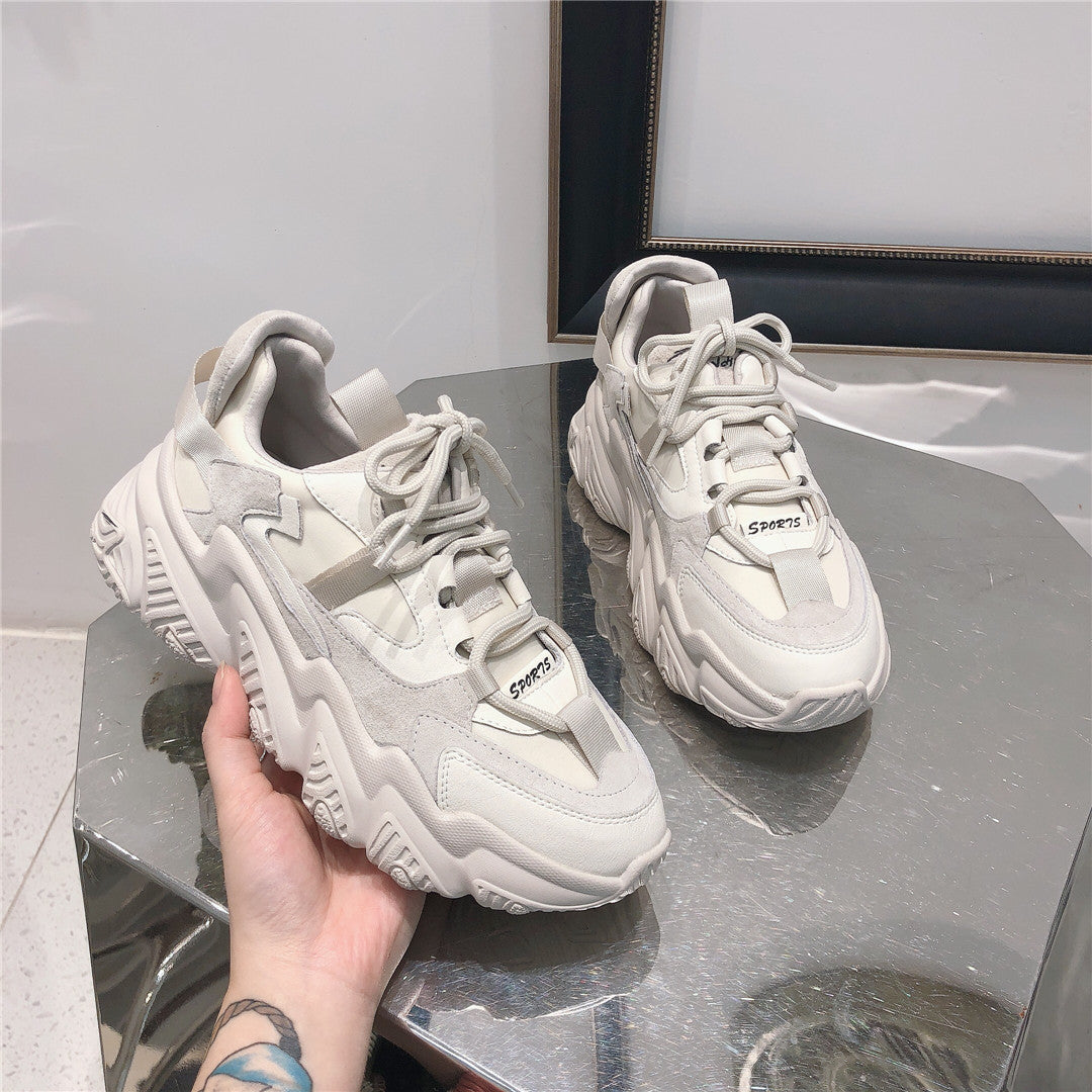 Women's Genuine Light Pink Dad Fashionable Small Thick Bottom Versatile Casual Shoes