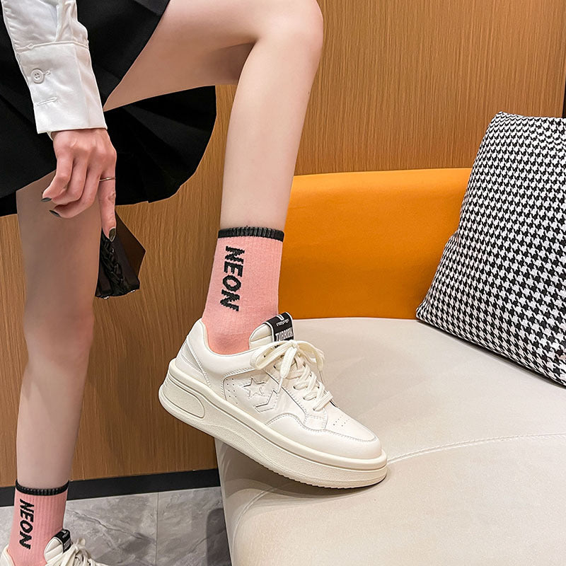 Women's Platform White Spring Korean Sports Leisure Height Increasing Insole Women's Casual Shoes