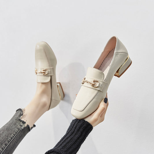 Women's New Versatile Square Toe Chunky Women's Shoes