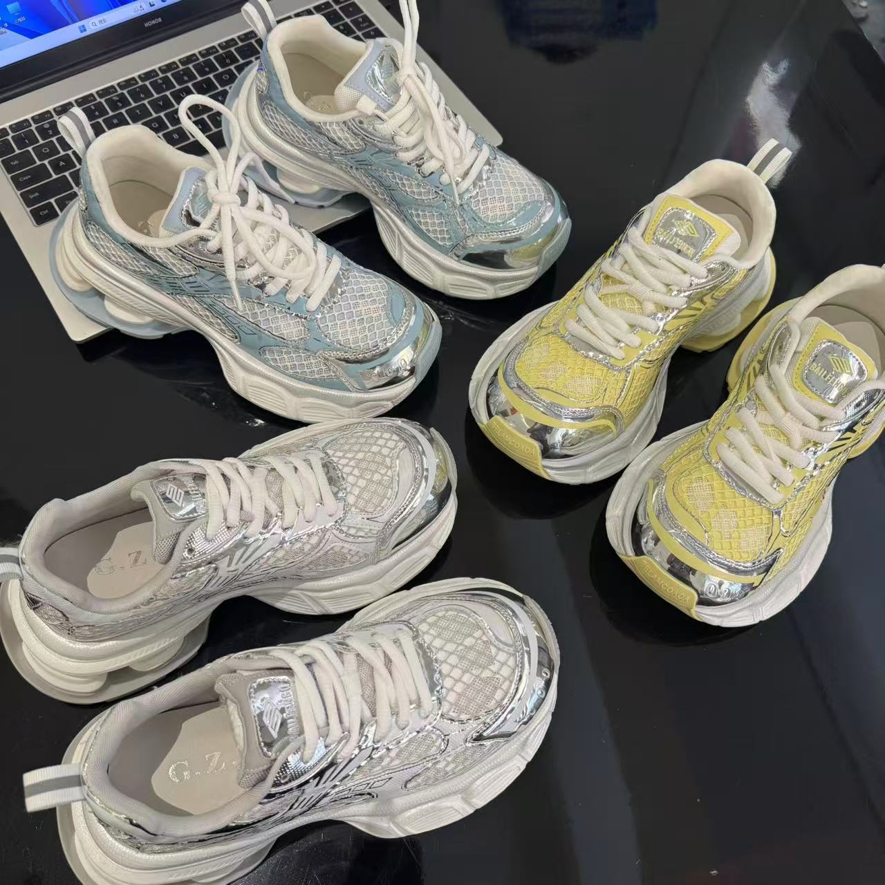 Women's Genuine Thick Bottom Thin Mesh Dad Summer European Version Breathable Women's Sports Shoes