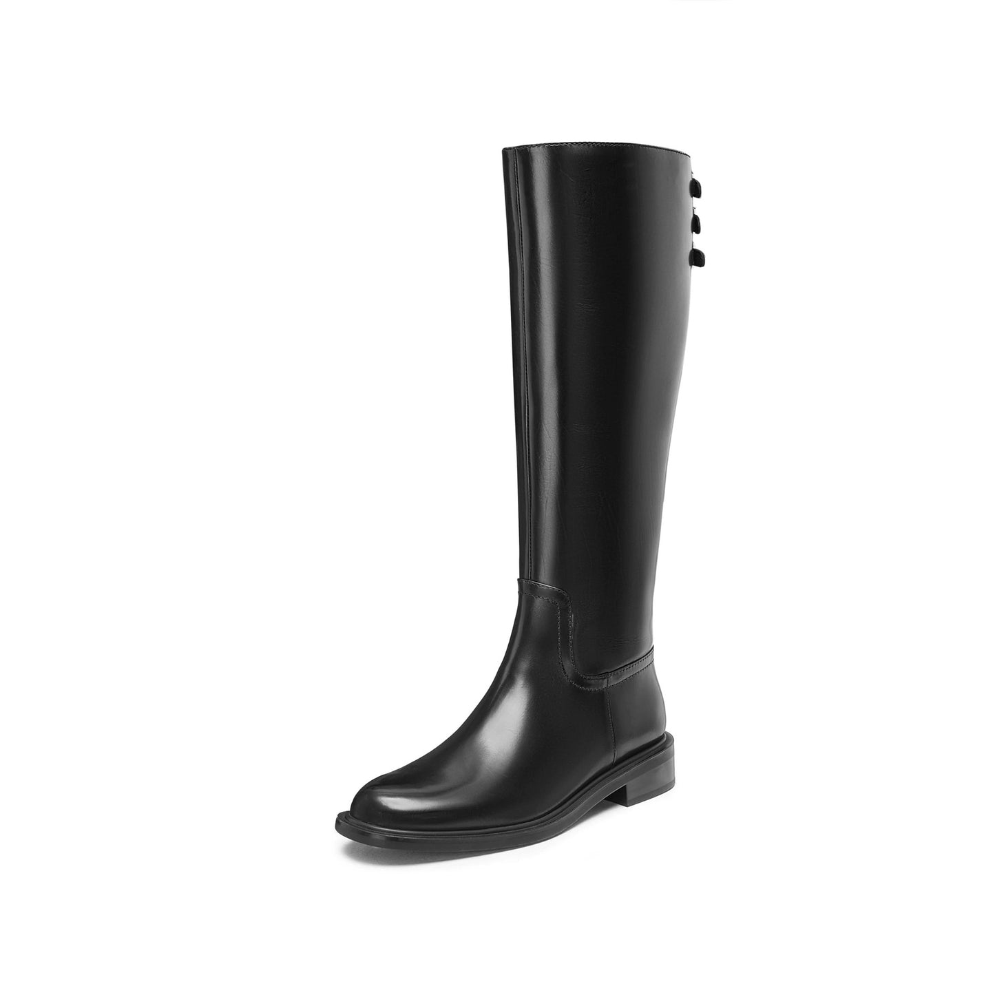 Women's Round Head Chunky High Leg Below The Women's Leather Boots