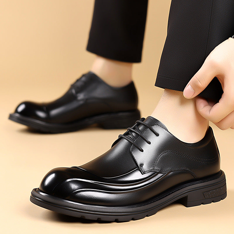 Men's First Layer Cowhide Business Big Toe Leather Shoes