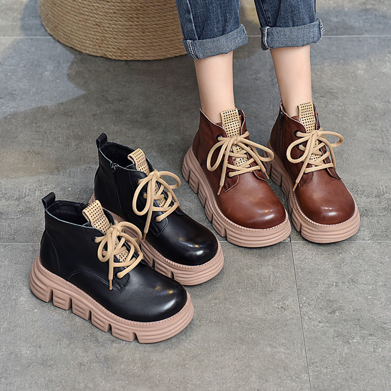 Women's Activity Price Platform First Layer Cowhide Boots