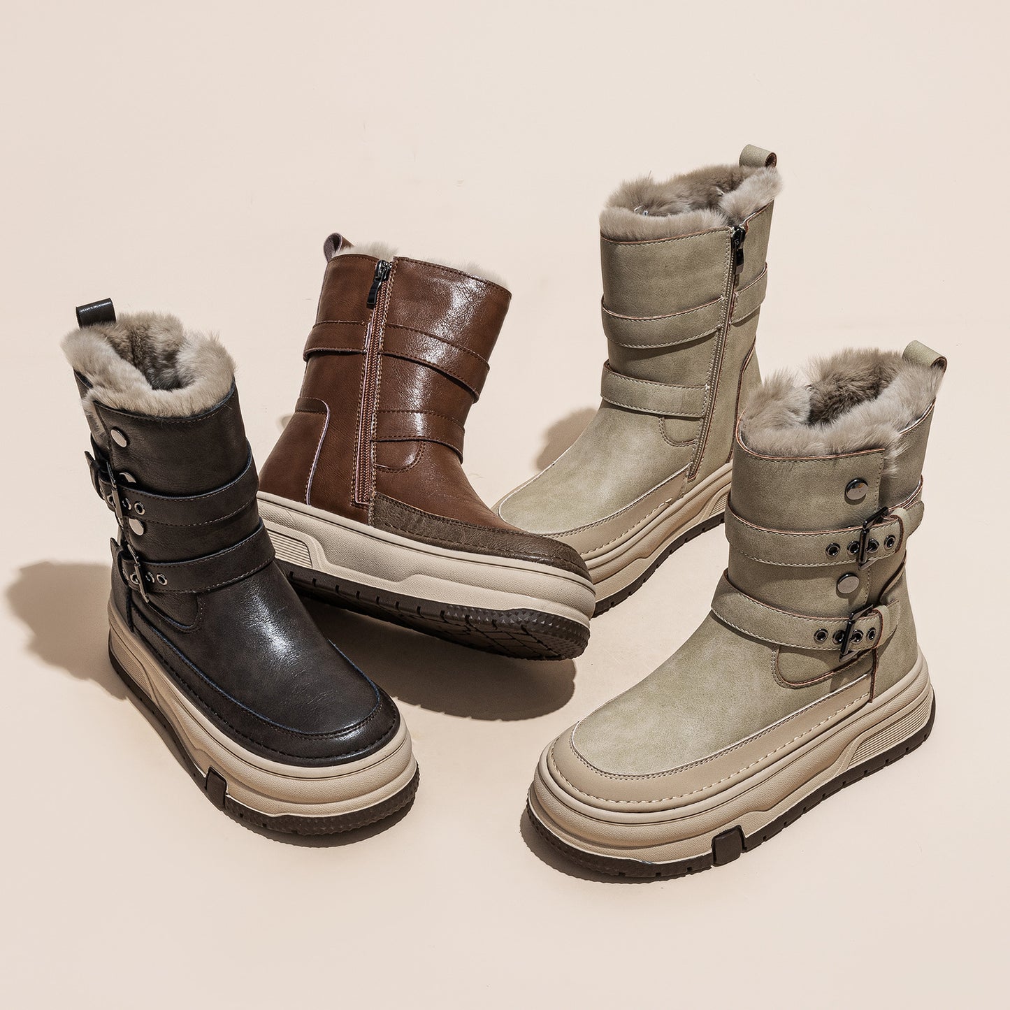 Women's Veet Winter Bottom Increased Warm Comfortable Korean Style Snow Boots