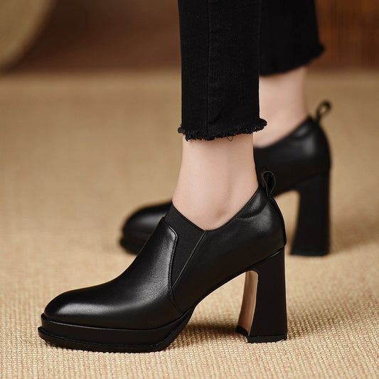 Women's High Deep Mouth Round Toe Pumps Chunky Soft Bottom Comfortable Women's Fashion Shoes
