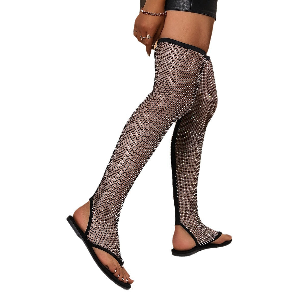 Women's Summer Plus Size Mesh Rhinestone Over Sandals