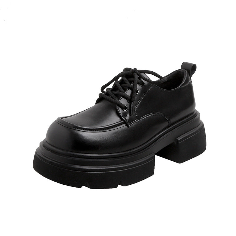 Women's British Style Platform Spring Genuine Elevator Leather Shoes