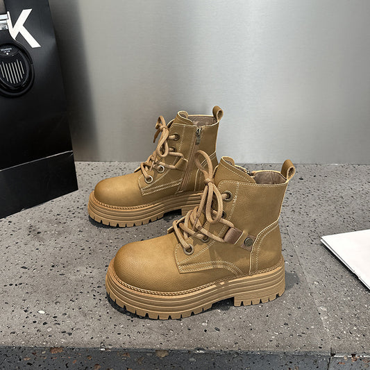 Women's Gao Ding Martin Genuine Retro Style Height Increasing Insole Women's Leather Boots