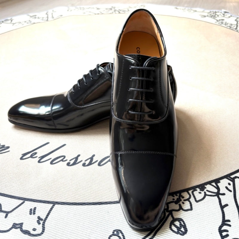 Men's Slit Beads Glossy Genuine Formal Oxford Men's Business Leather Shoes