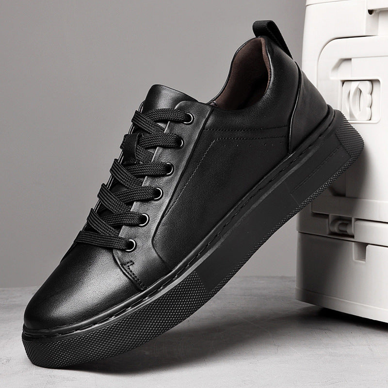 Top Layer Cowhide Large Size Thick Bottom Light White Versatile Men's Board Shoes