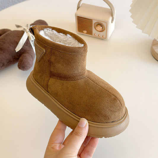 Children's Winter Fleece-lined Thickened Cotton Fashion Kid's Snow Boots