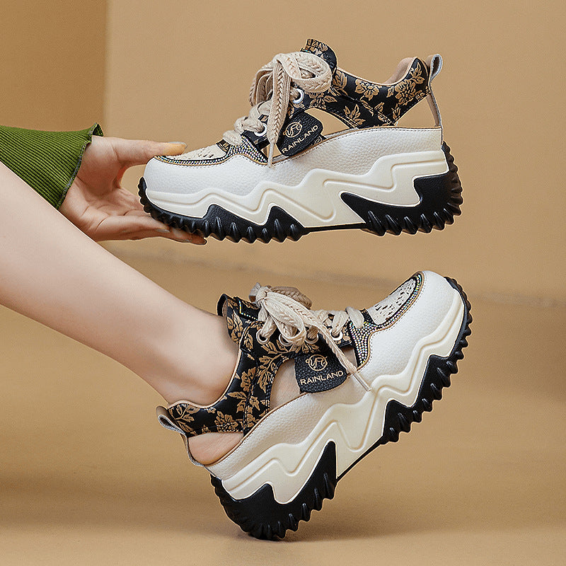 Women's Live Broadcast White Spring Genuine Dad Casual Shoes