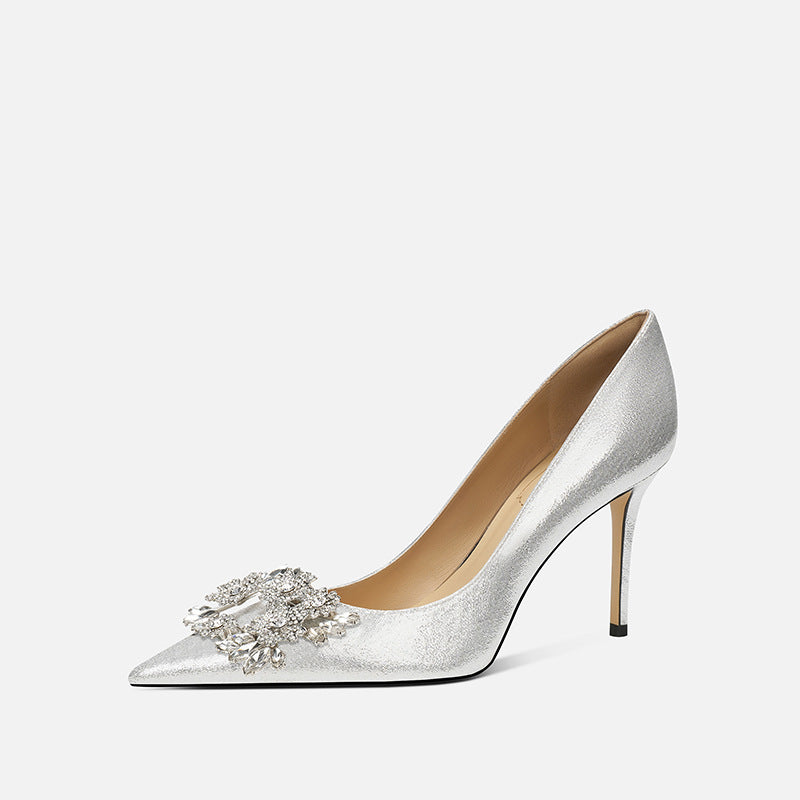 Women's Main Wedding Dress Two-way Wear French Rhinestone High Not Tired Heels