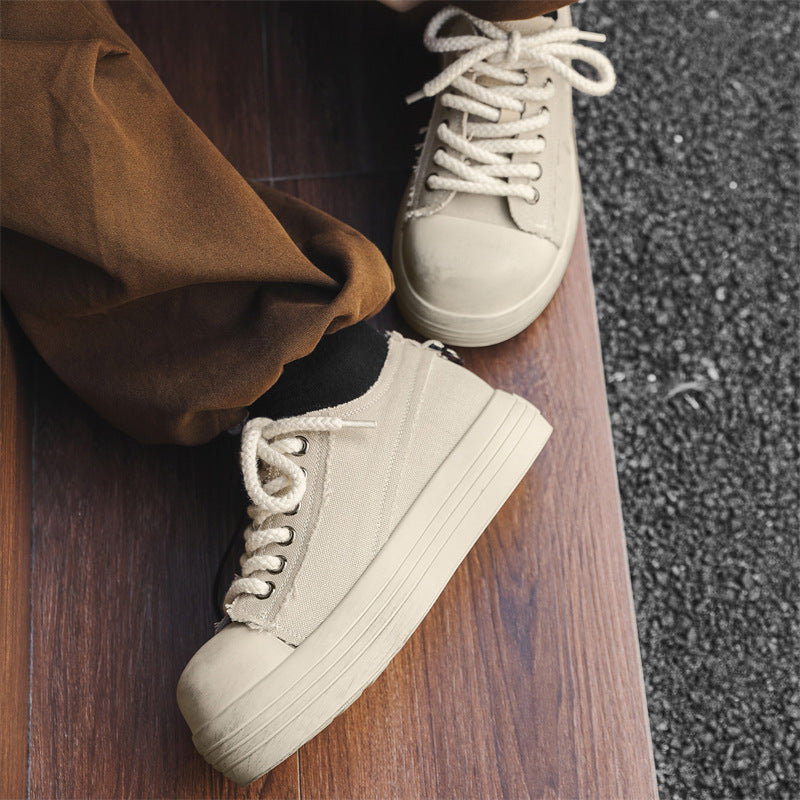 Headwear Round Head Ugly Cute Platform Distressed Leather Shoes