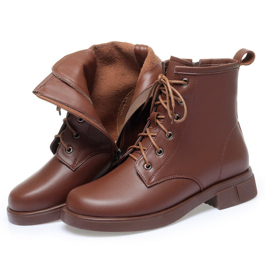 Women's Martin Height Increasing Insole Small Brown Boots