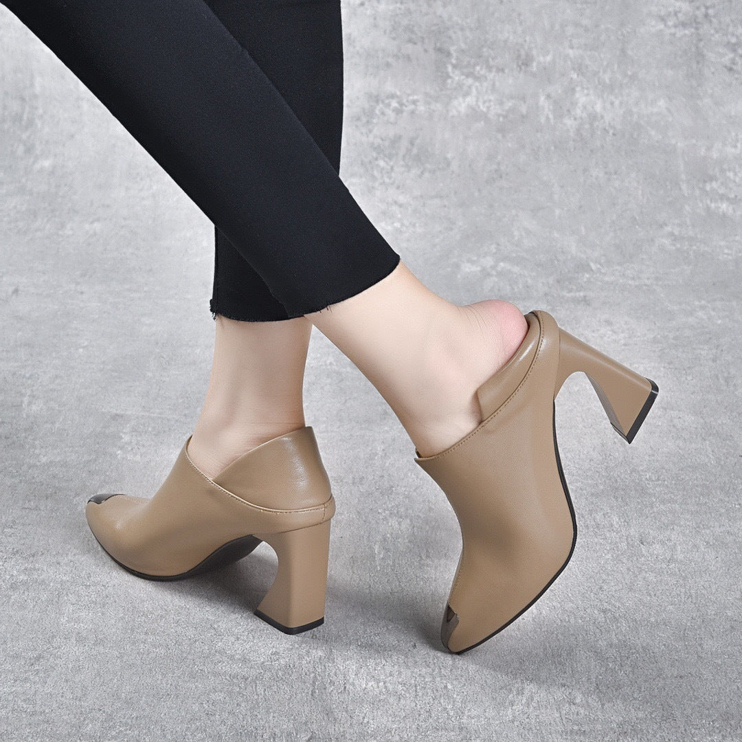 Women's Genuine Pointed High Korean Temperament Wild Women's Shoes