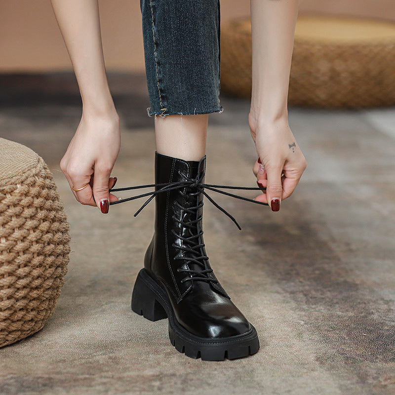 Women's Martin For Fleece-lined Platform Black Middle British Boots