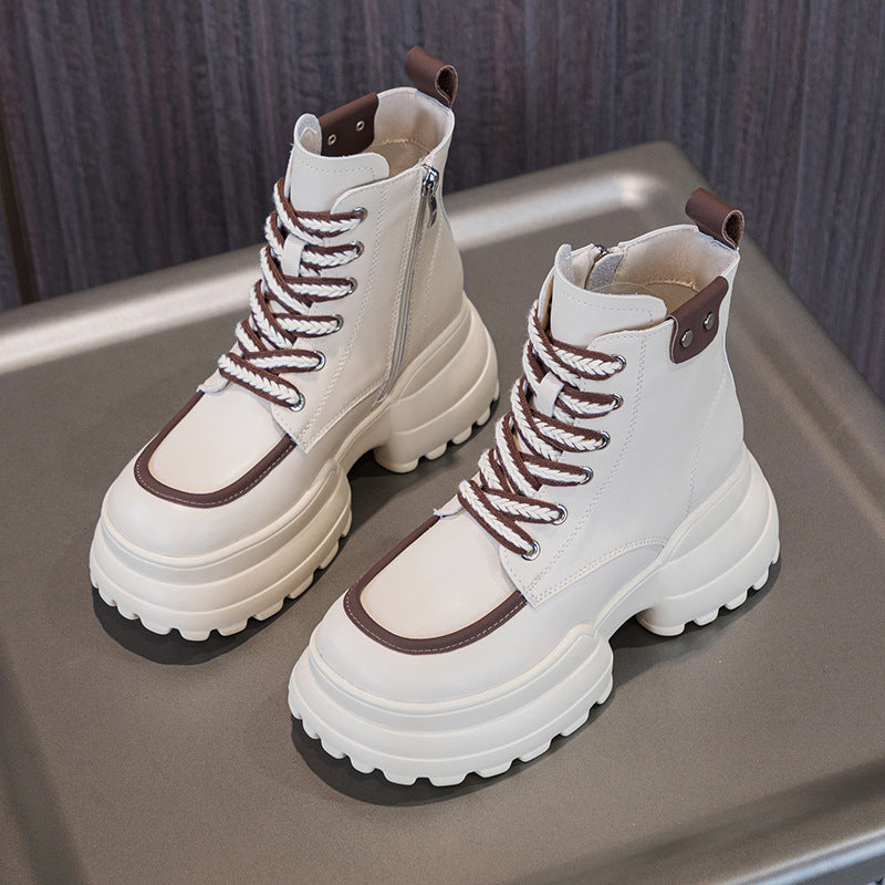 Women's Hight Increasing Martin Small British Style Women's Leather Boots