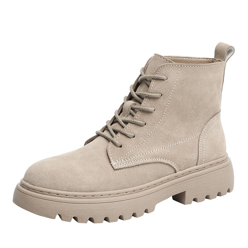 Women's Genuine British Style Mid Martin Flat Boots