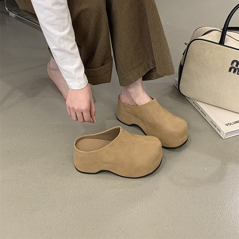 Women's Increasing Insole Closed Toe Half Outer Wear Thick Thick-soles Slippers