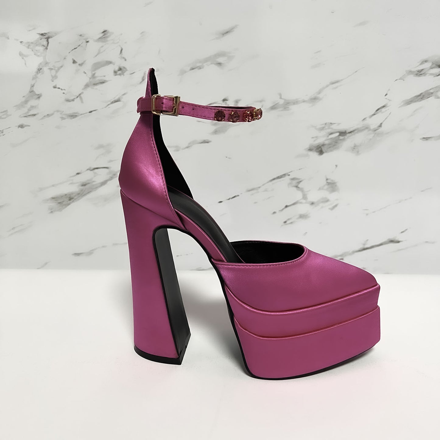 Color Rhinestone Waterproof Platform Thick Bottom Pointed Toe Female Women's Shoes