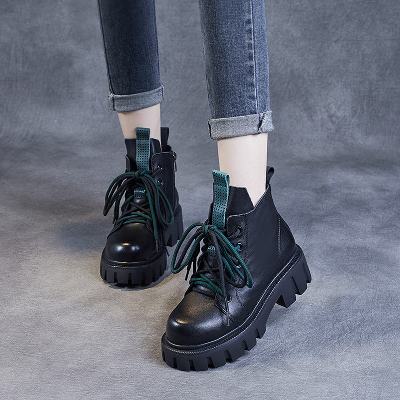 Women's Retro Thick-soled Muffin Bottom Top Layer Cowhide Women's Shoes