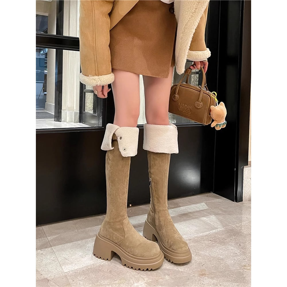 Women's Two-way Over The Knee High-heeled Thigh Knight Women's Leather Boots