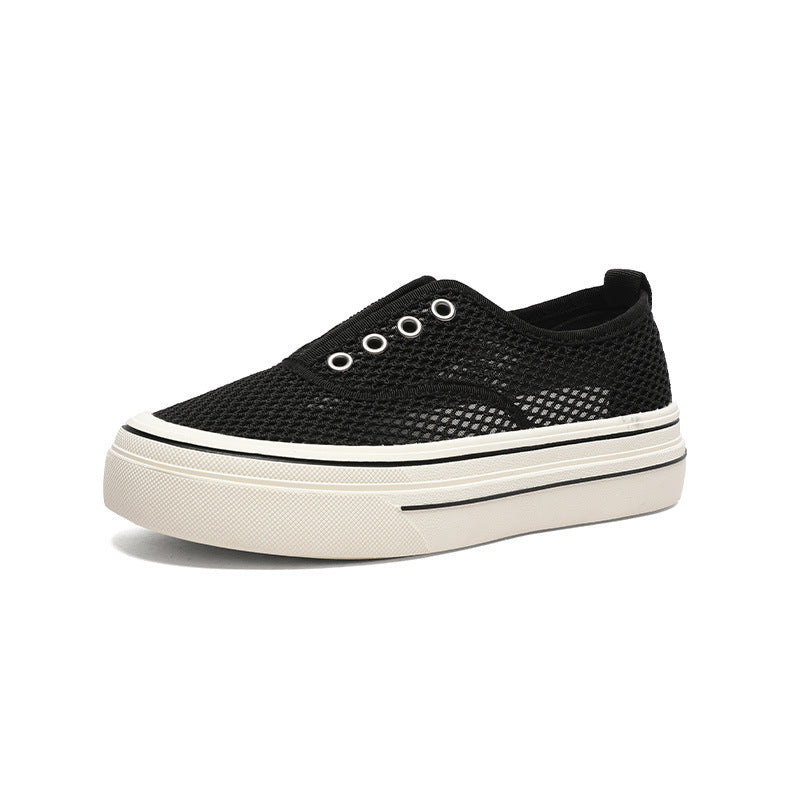 Women's Wire Mesh Summer Thin Hollow Breathable One Pedal Platform Elevator Women's Casual Shoes