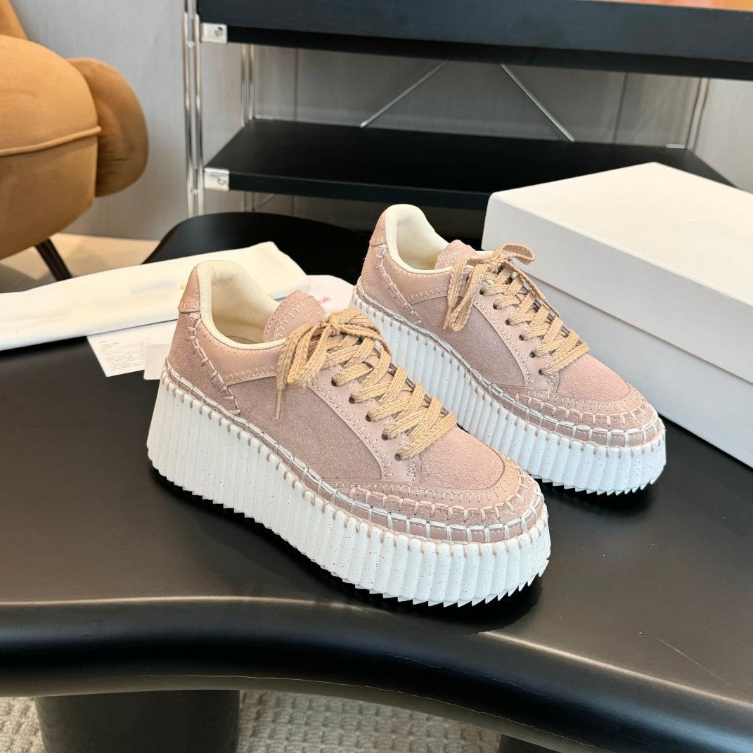 Women's Bottom Little Gospel Platform Fashion Round Toe Lace Women's Sports Shoes