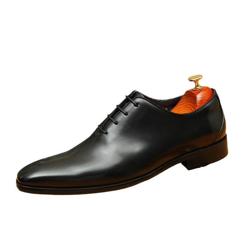 Graceful Men's British Pointed Formal Oxford Men's Business Leather Shoes