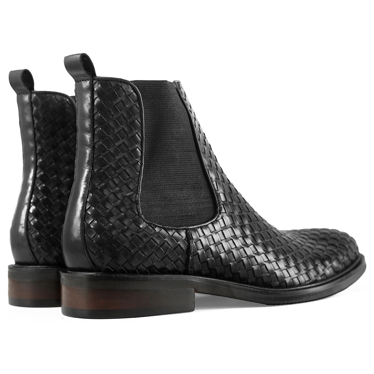 Men's Cowhide Hand-woven Korean Chelsea Ankle Boots