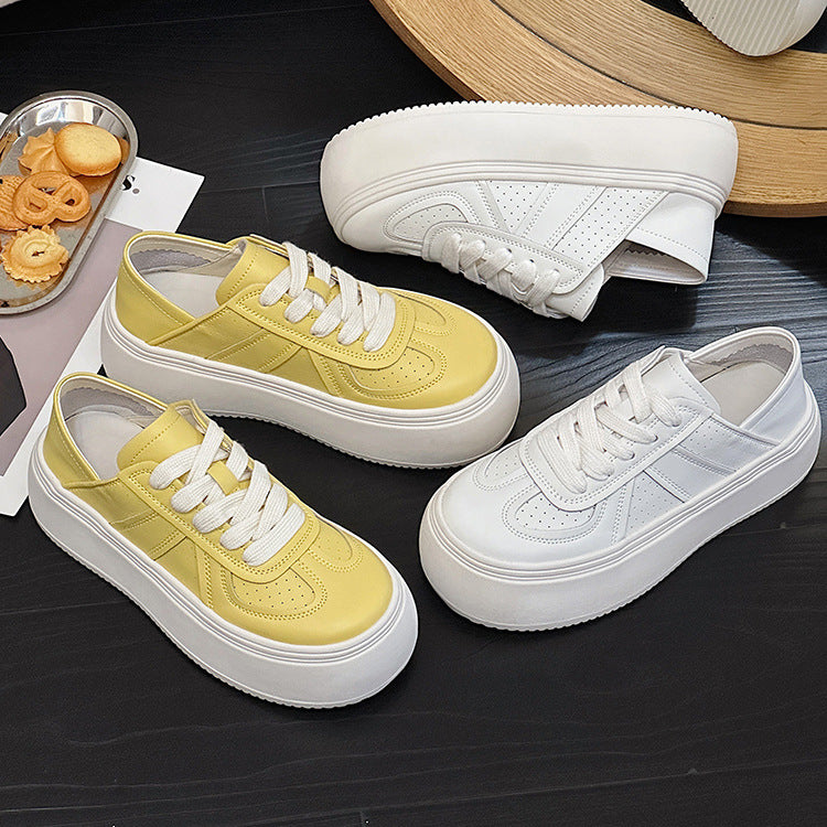 Women's Thick-soled White Two-way Wear German Training Sneakers