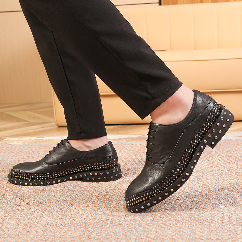 Men's Full Grain Cow Derby Trendy Formal Leather Shoes