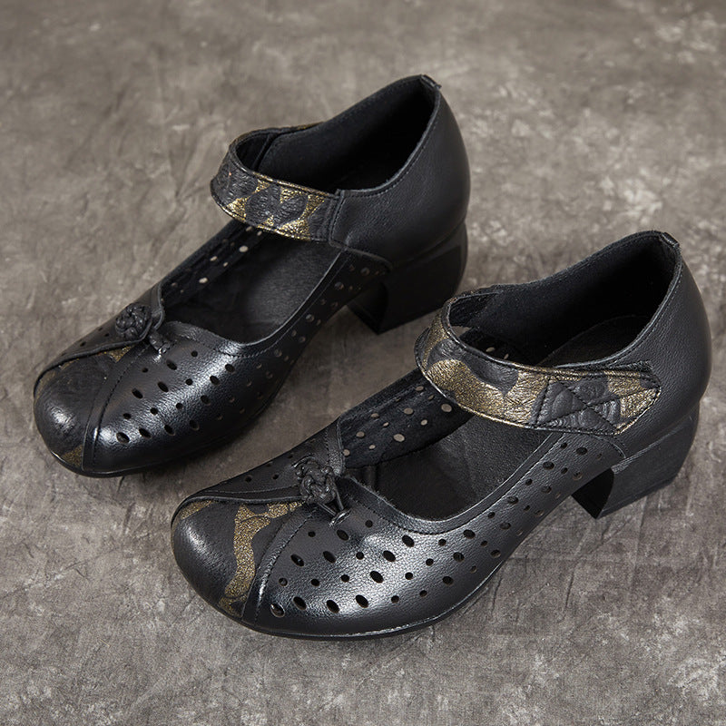 Women's Soft Bottom Breathable First Layer Cowhide Heels