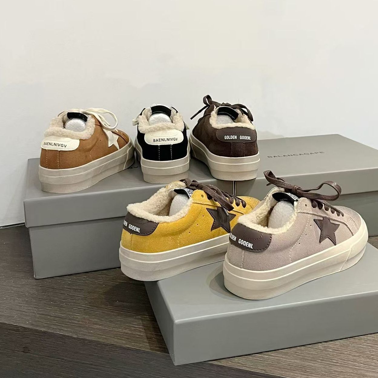 Women's Genuine Distressed Dirty Golden Goose Lamb Fur With Veet Men's Shoes