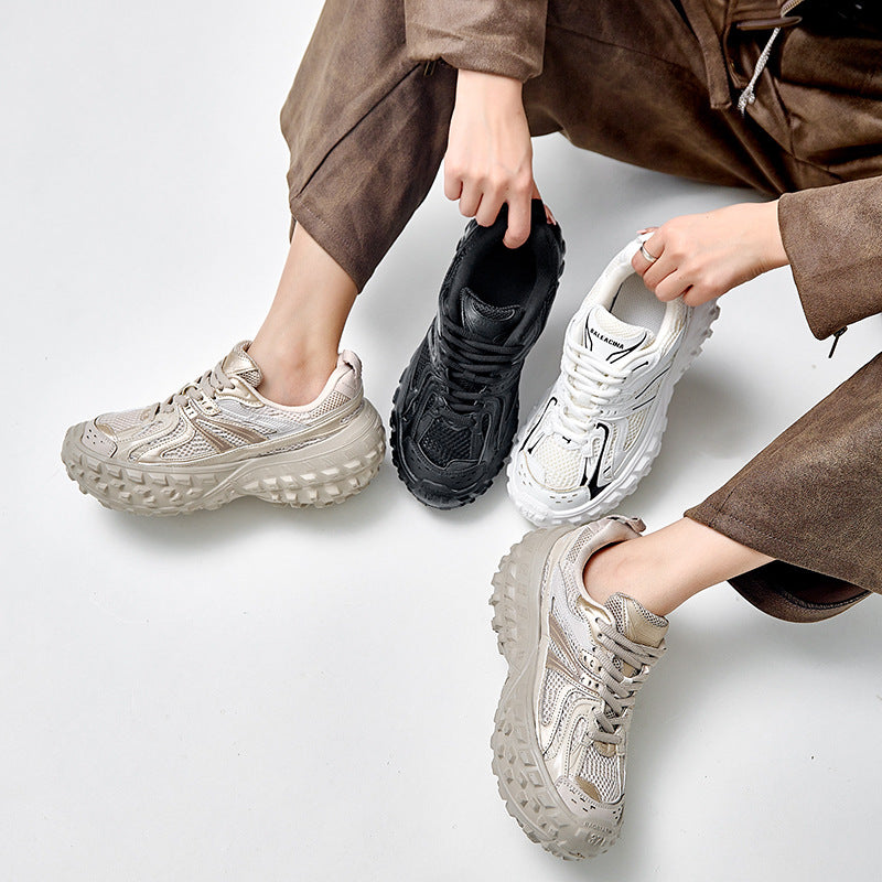 Platform Lace Up Mesh Trendy Couple Sneakers