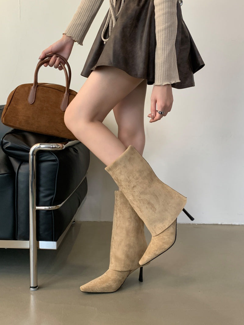 Stiletto Knight Two-way Wear Female Temperament Women's Leather Boots